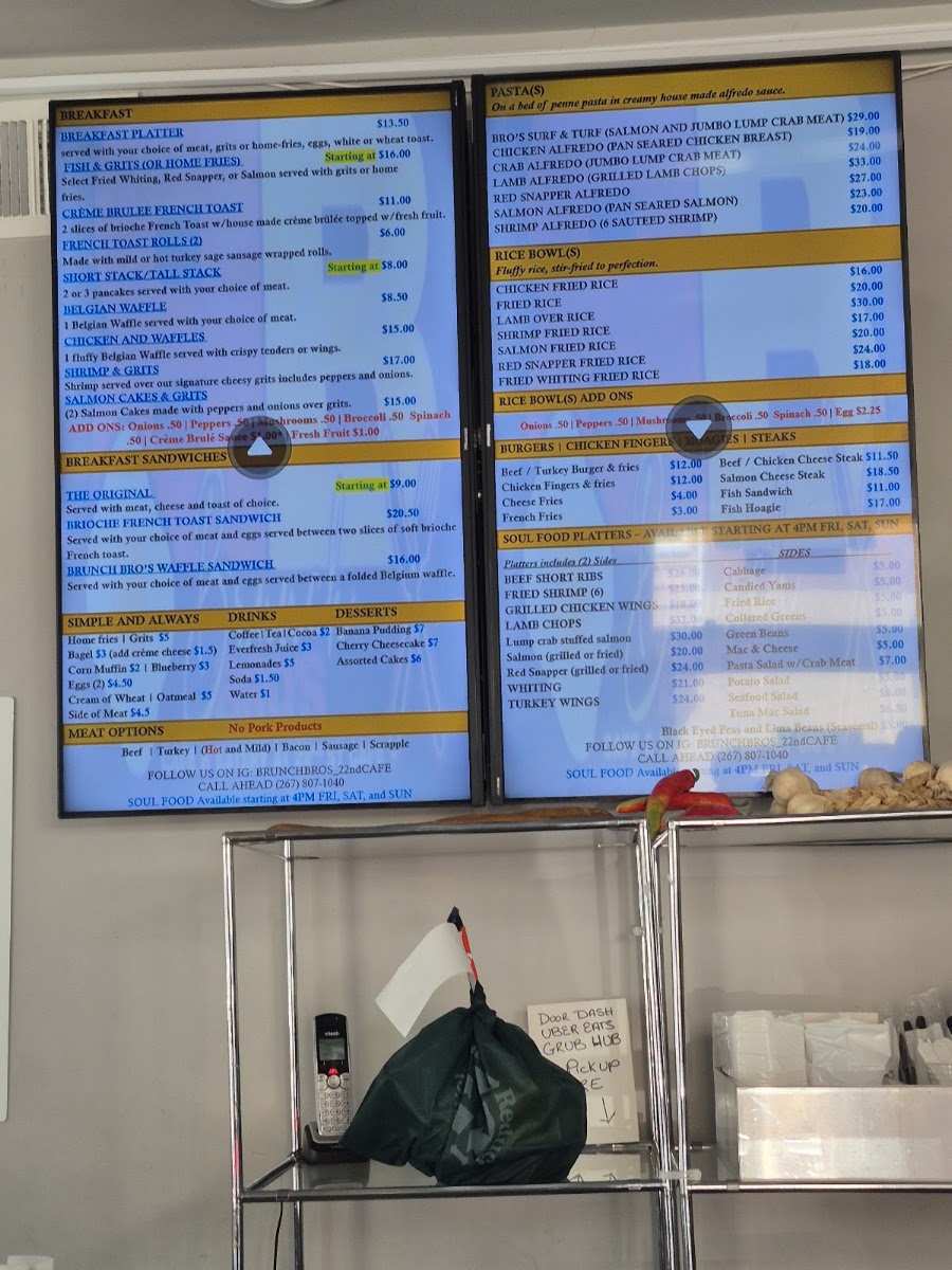 Brunch bro’s 22nd st cafe & eatery menu board