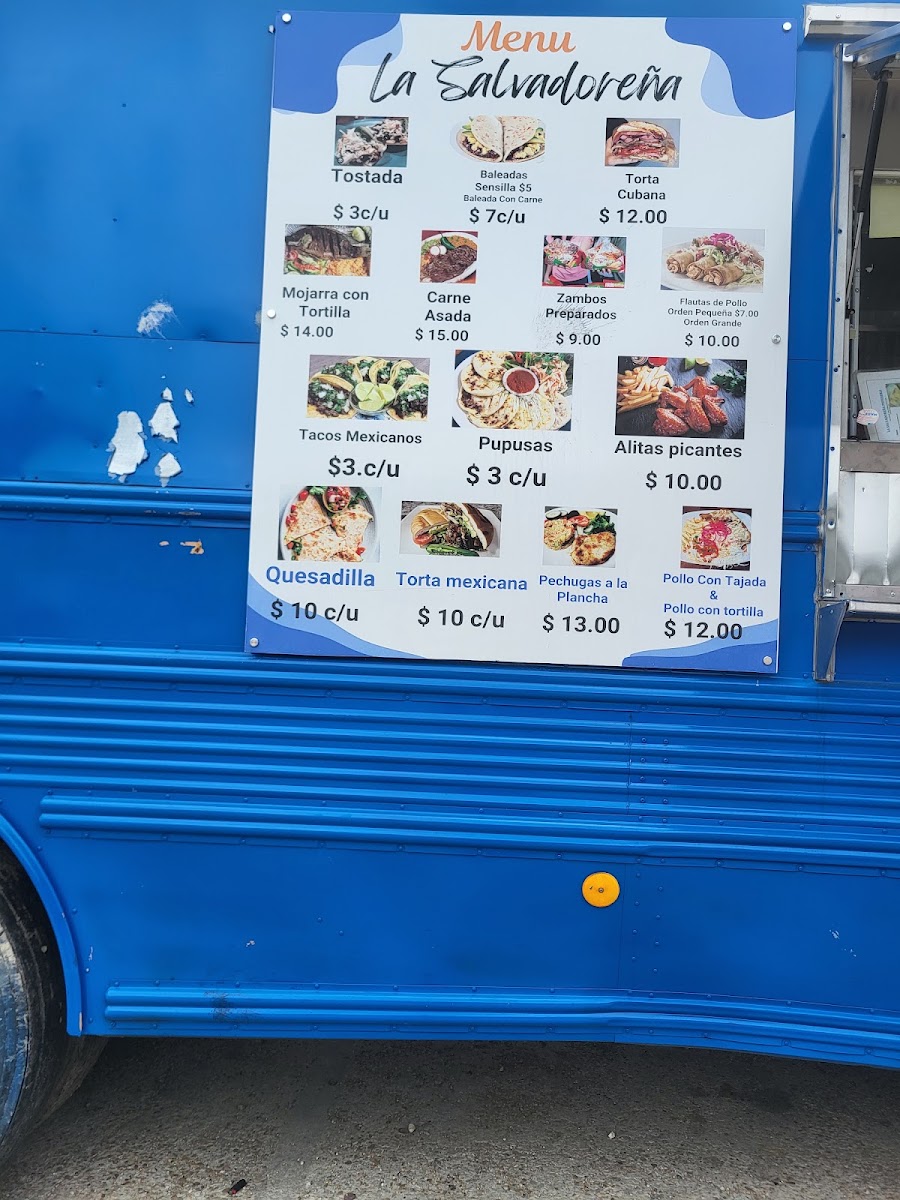 La Salvadorena menu board