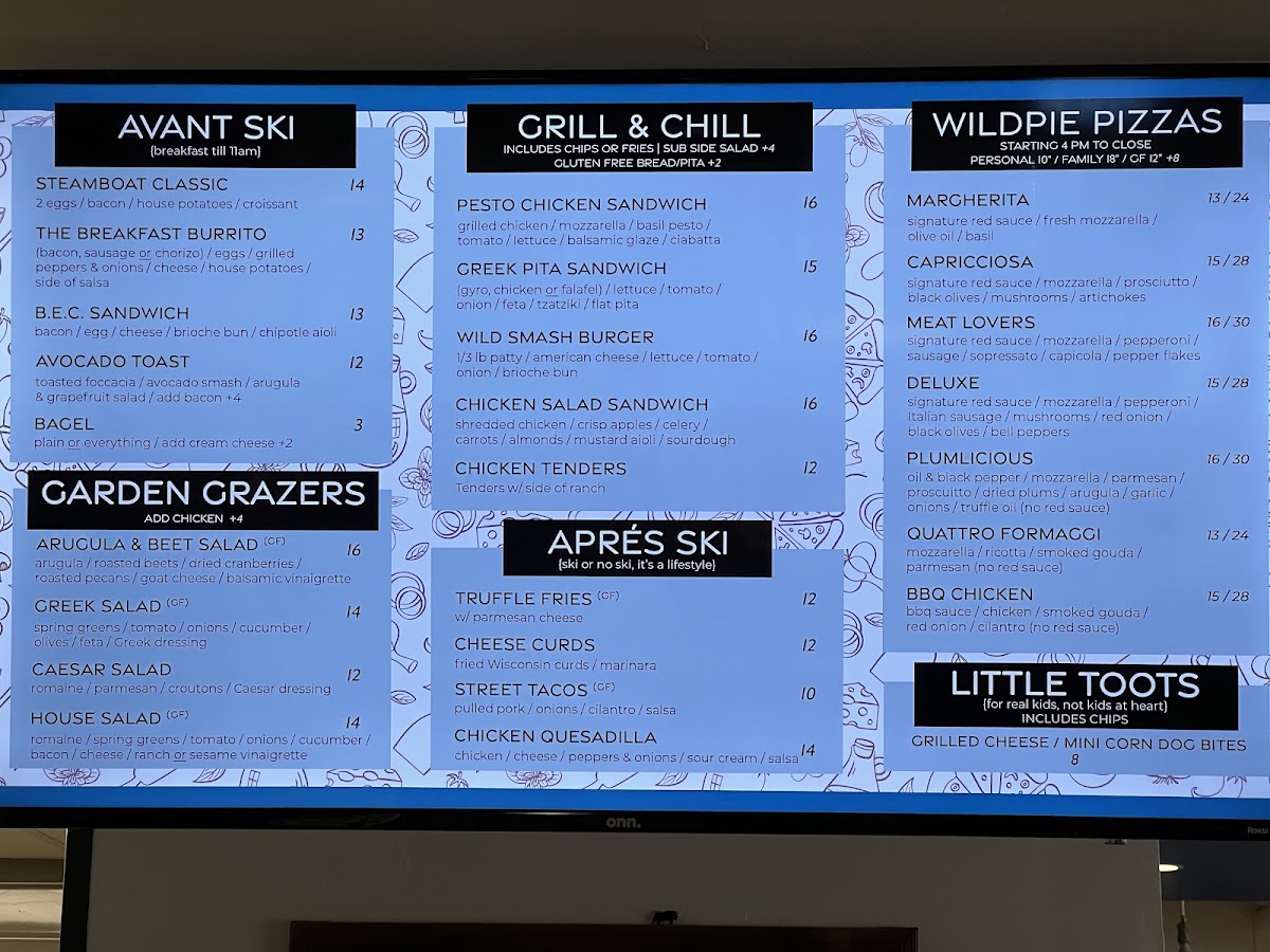 Wild Plum menu board