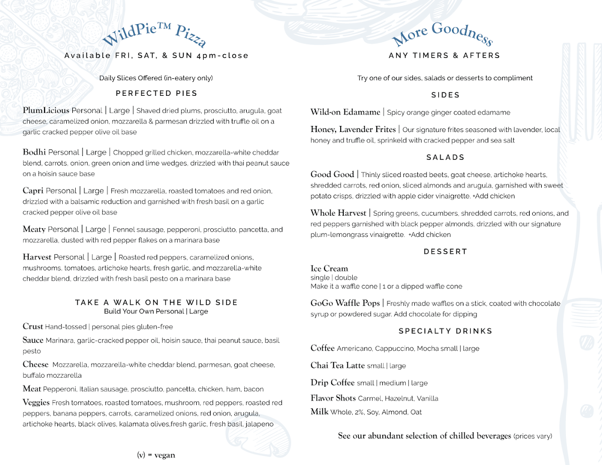 Wild Plum menu board