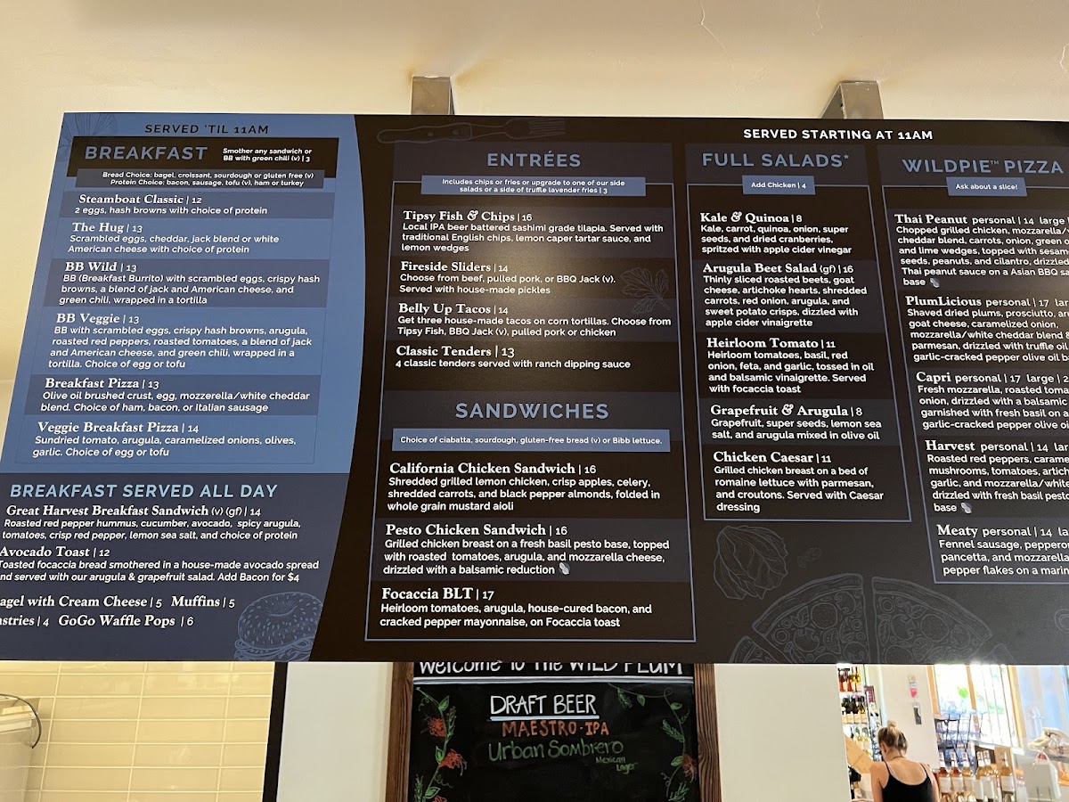 Wild Plum menu board