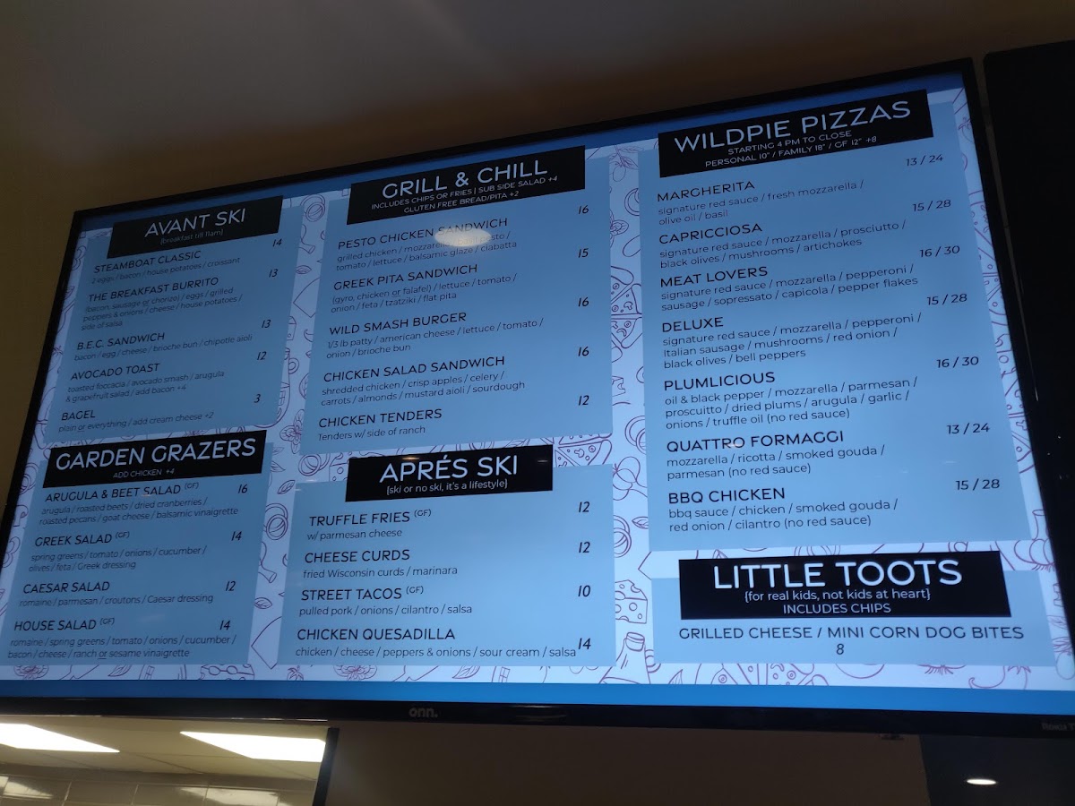 Wild Plum menu board