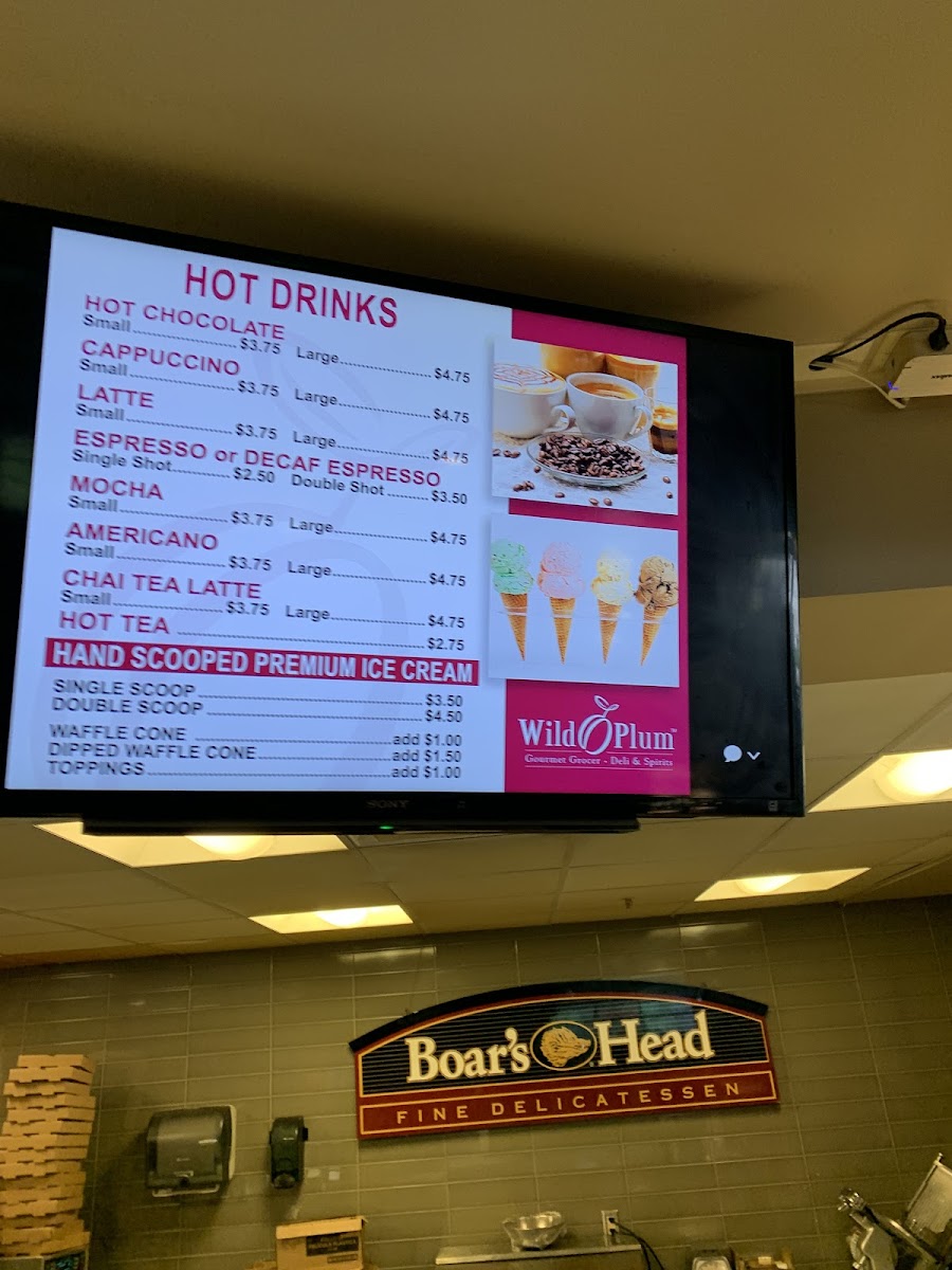 Wild Plum menu board