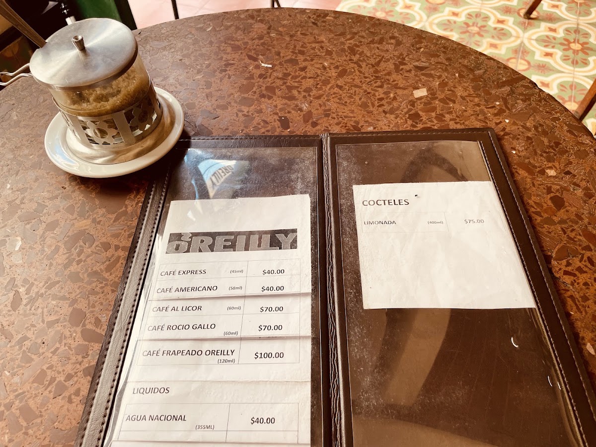 Café O'Reilly menu board