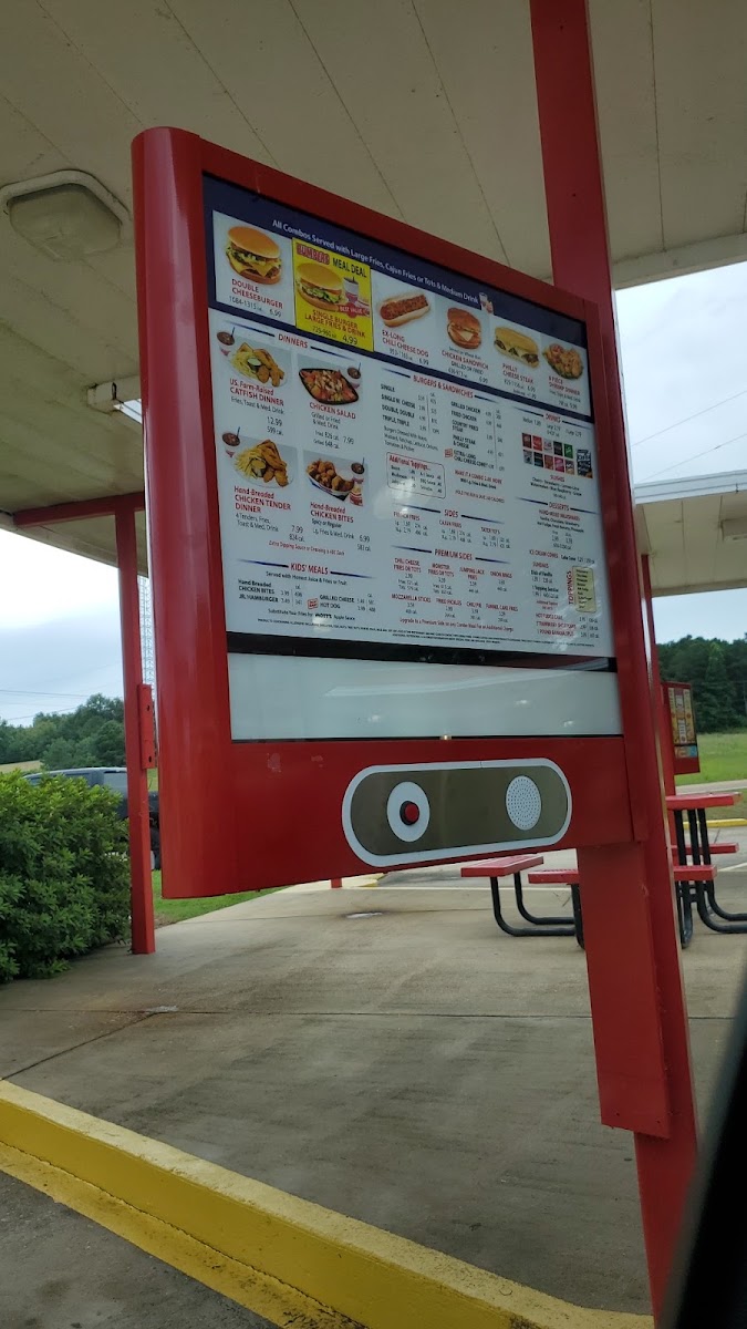 Bumpers Drive-In of America menu board