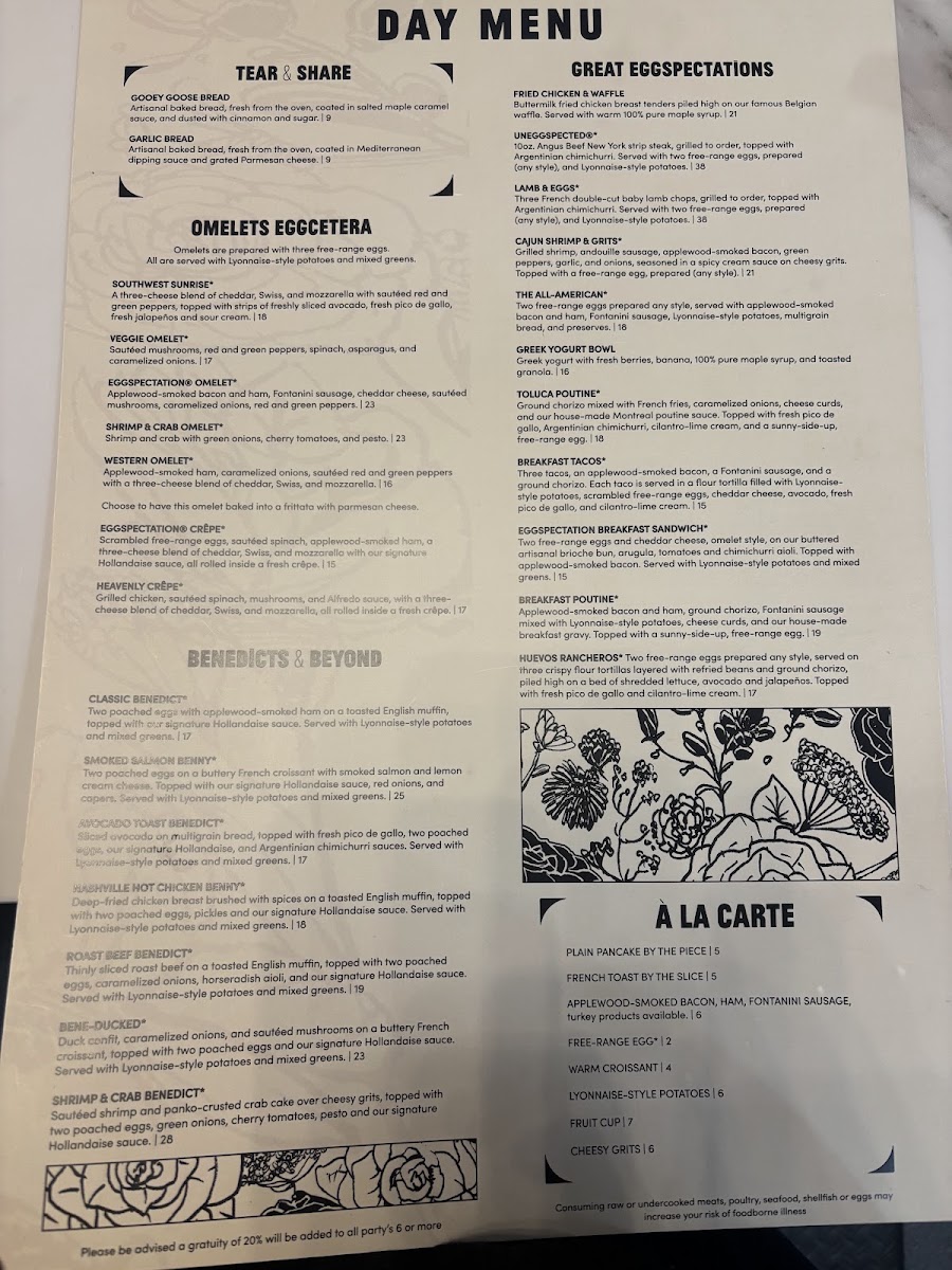 Eggspectation - Knoxville menu board