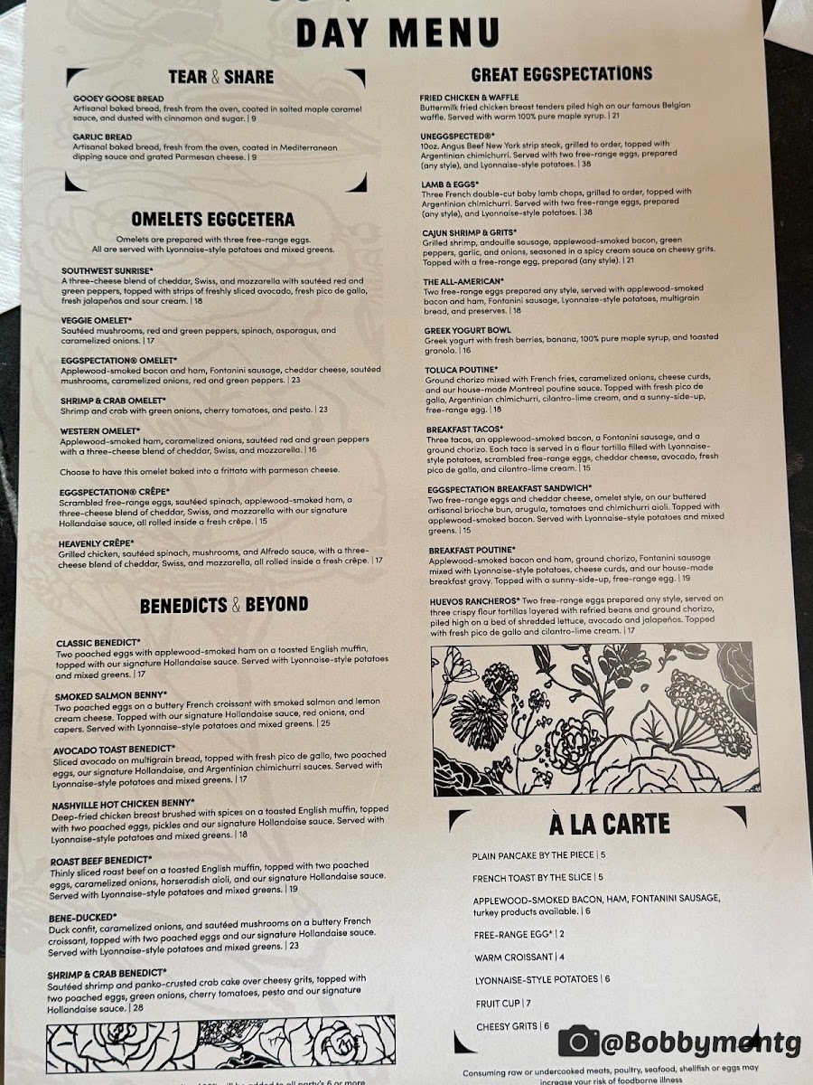 Eggspectation - Knoxville menu board
