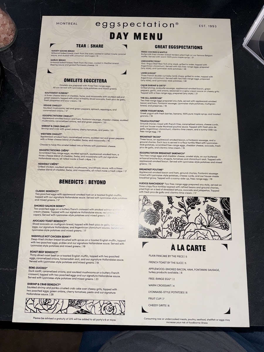 Eggspectation - Knoxville menu board