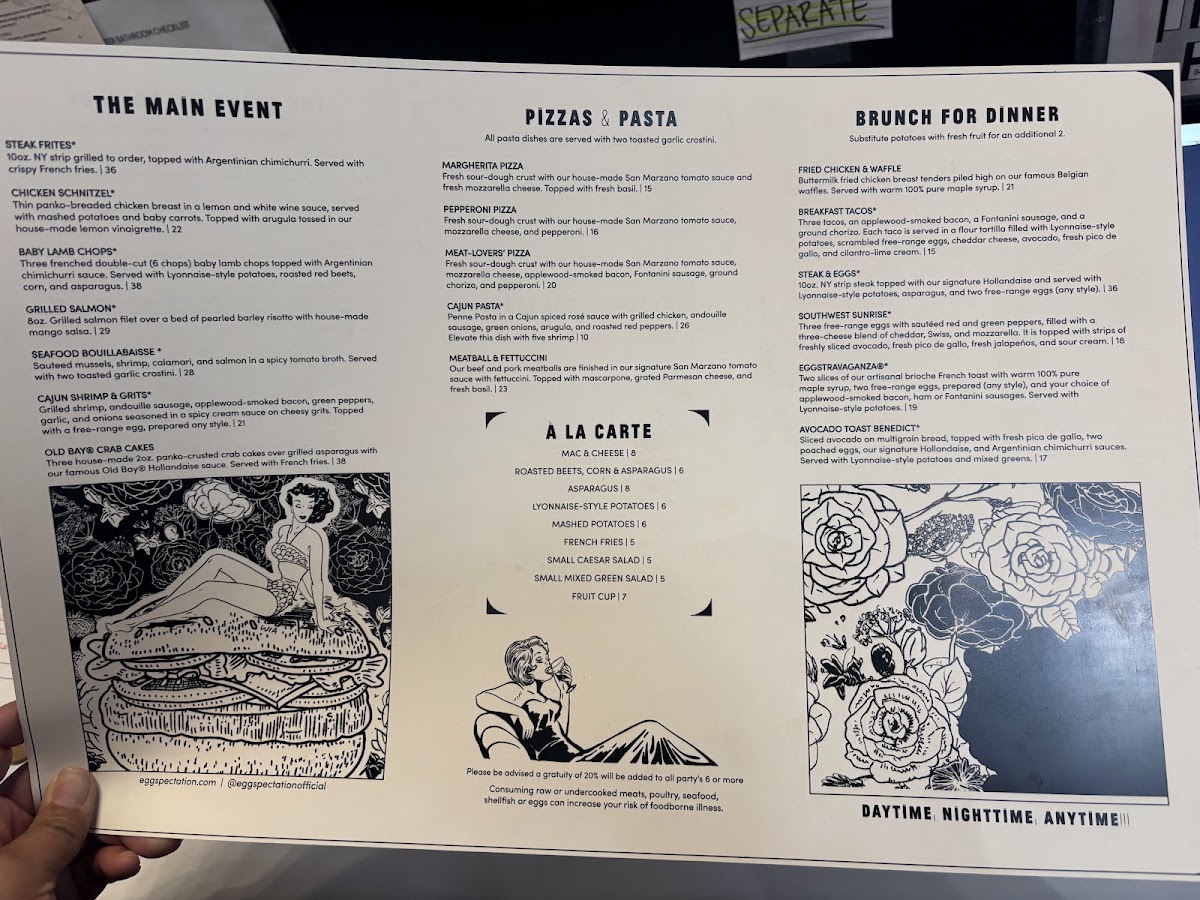 Eggspectation - Knoxville menu board