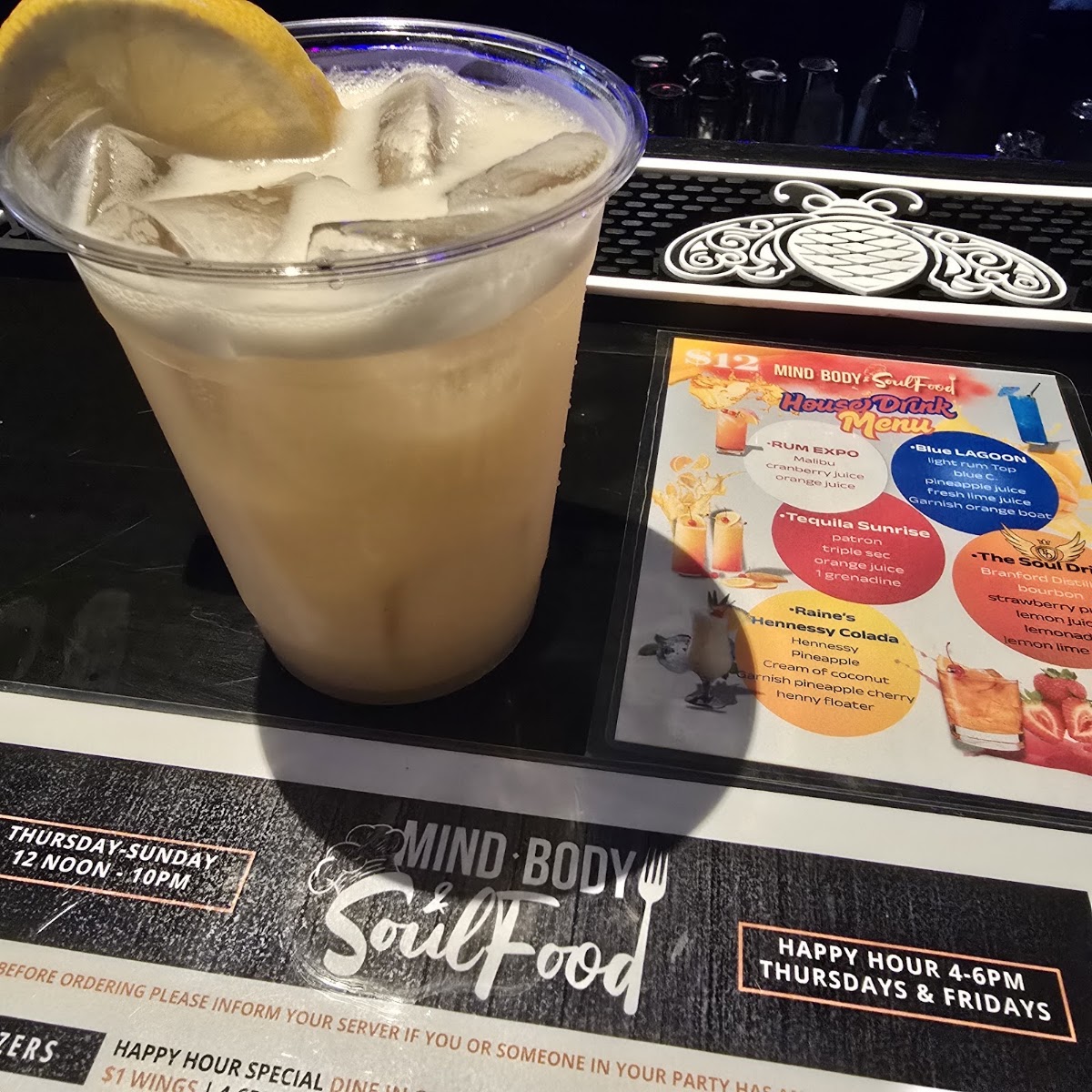 Mind, Body & Soulfood menu board