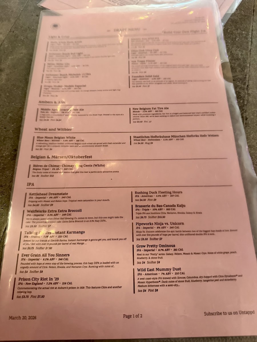Electrik Karma menu board