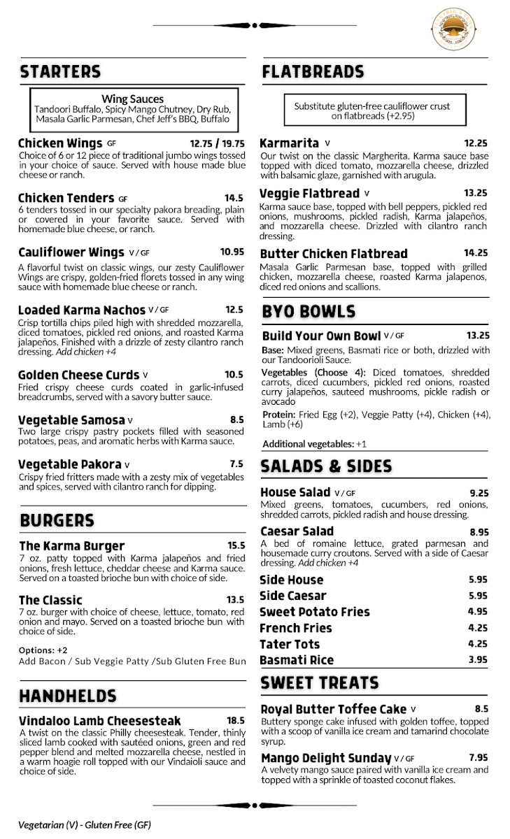 Electrik Karma menu board