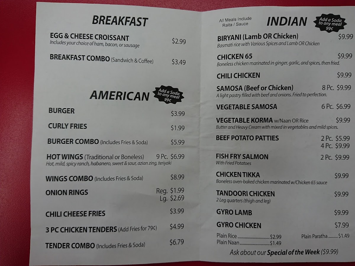 AL's deli menu board