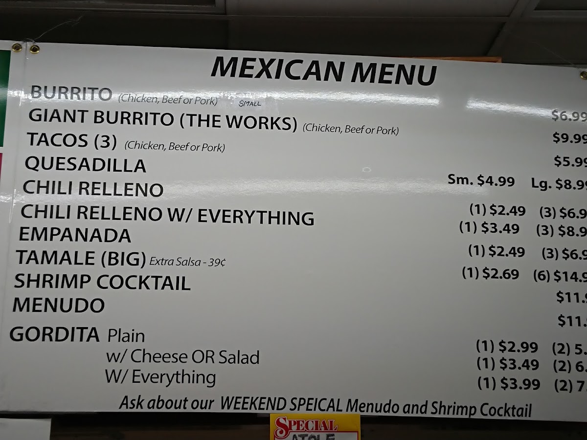 AL's deli menu board