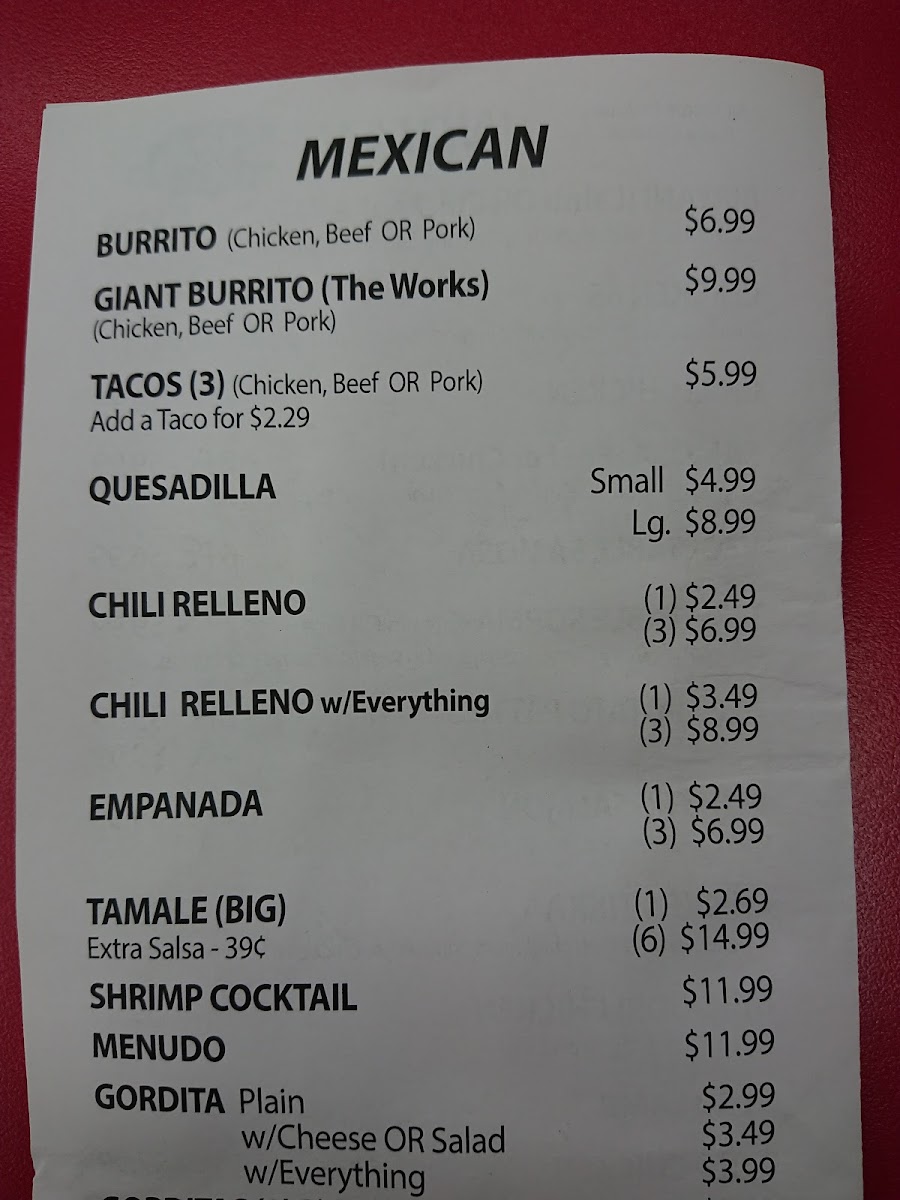 AL's deli menu board