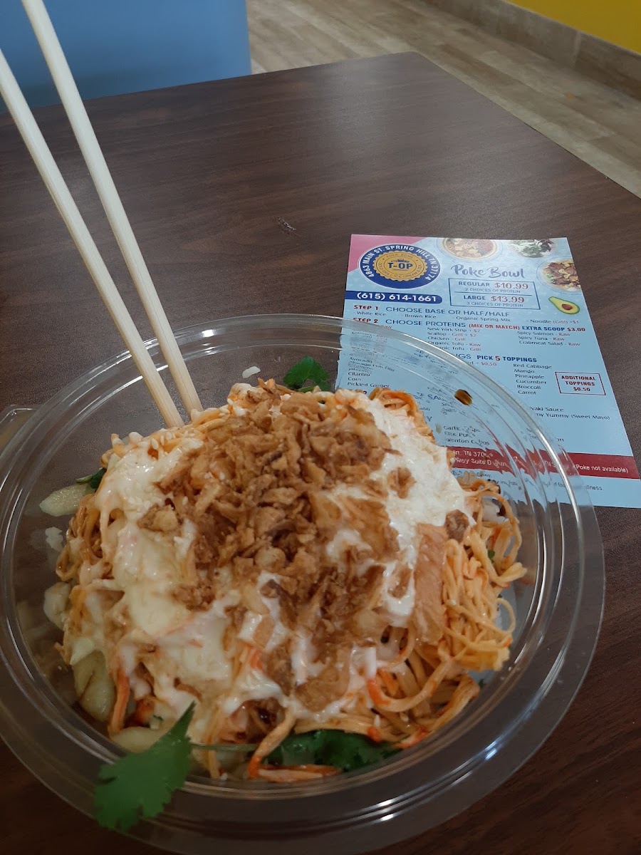 T-op Poke Bowl & Bubble Tea menu board