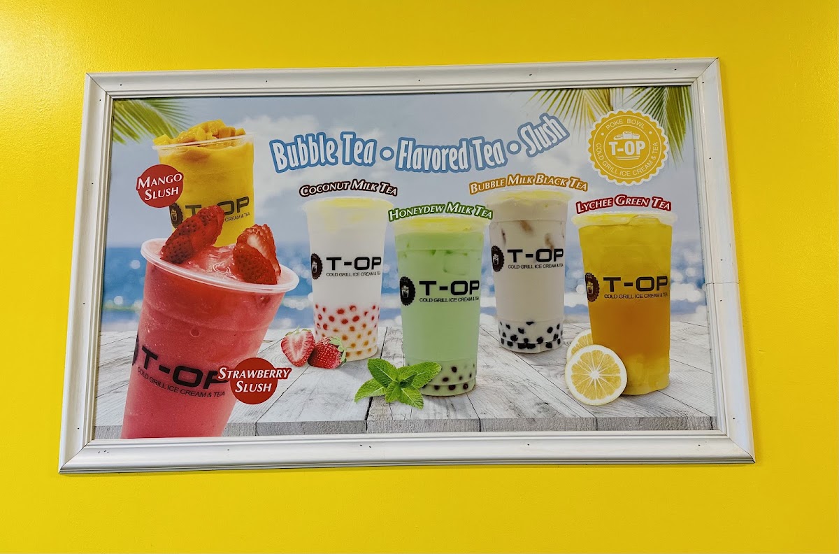 T-op Poke Bowl & Bubble Tea menu board