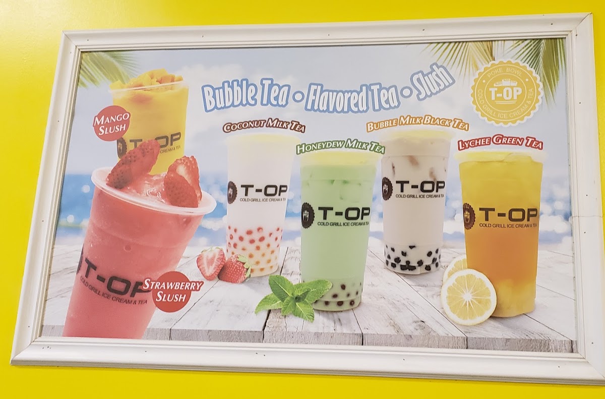 T-op Poke Bowl & Bubble Tea menu board