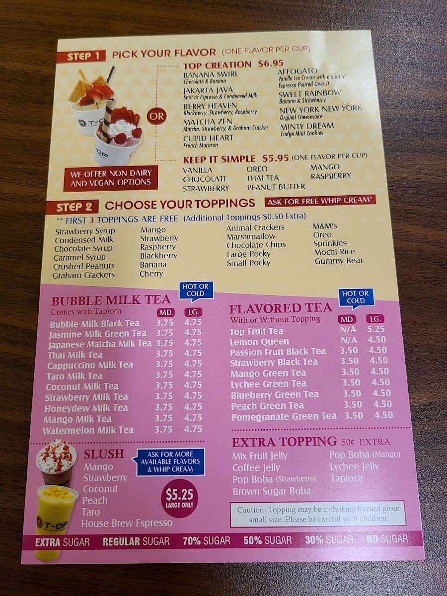 T-op Poke Bowl & Bubble Tea menu board
