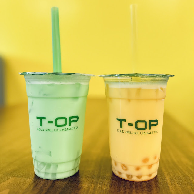 Honeydew Milk Tea and Mango Milk Tea