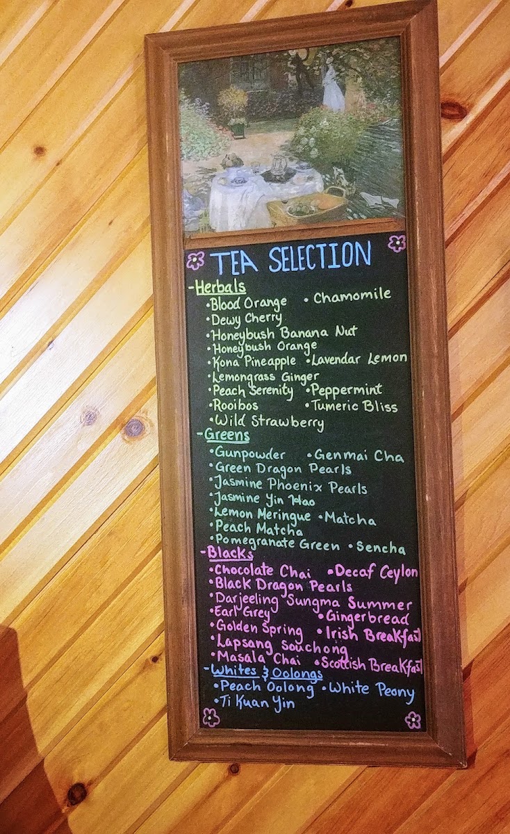 Tyne Valley Teas Cafe menu board