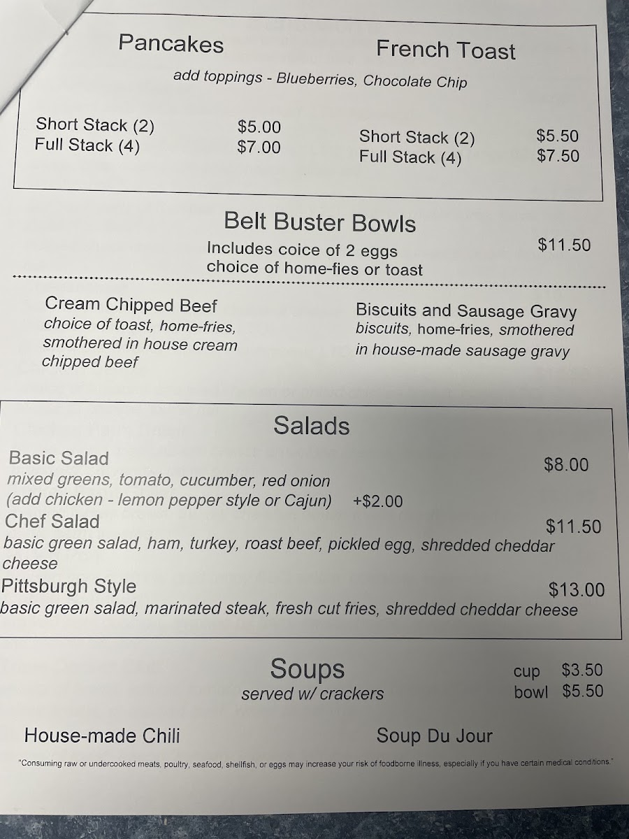 The Patriot Cafe menu board