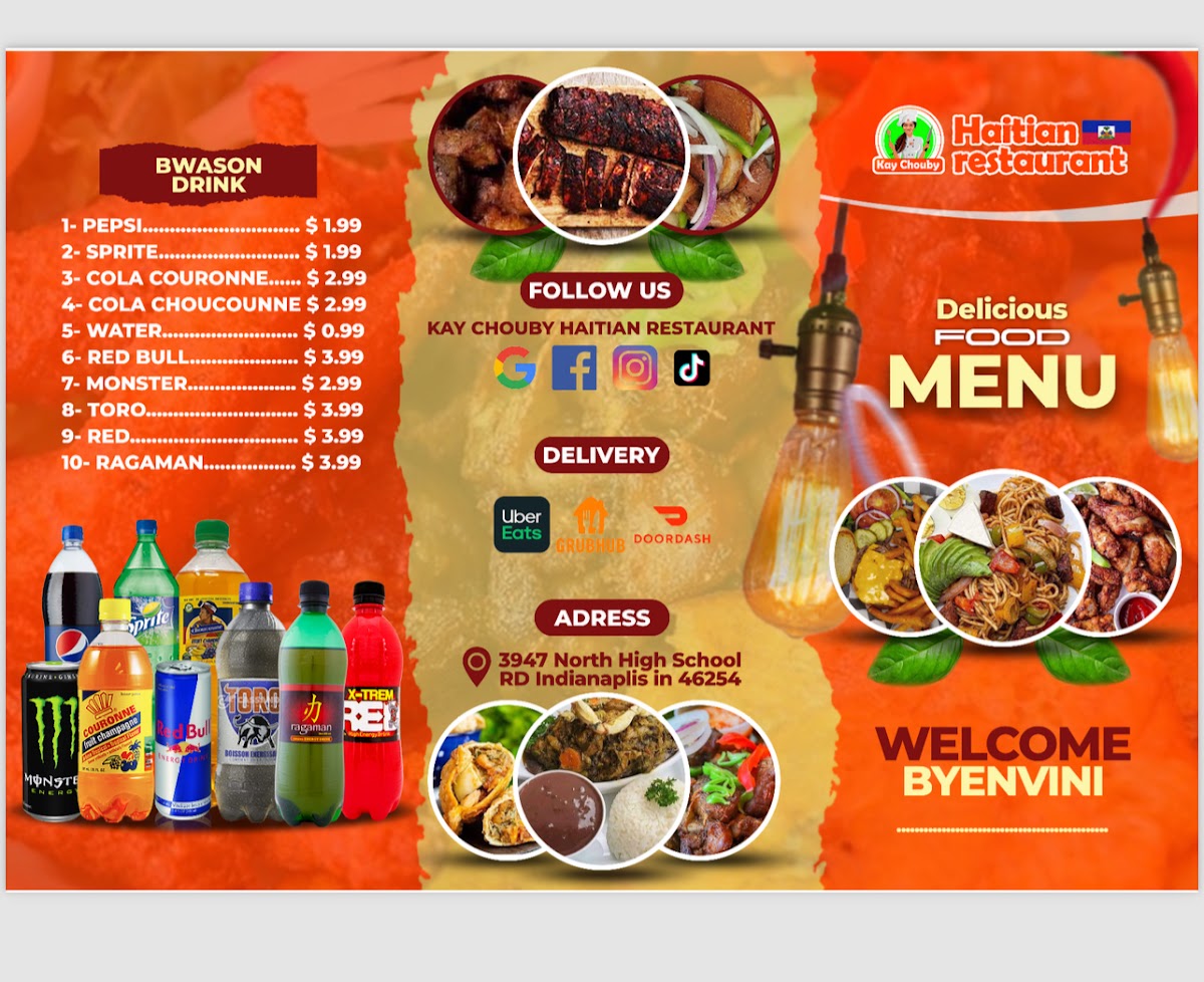 Kay Chouby Haitian Restaurant menu board