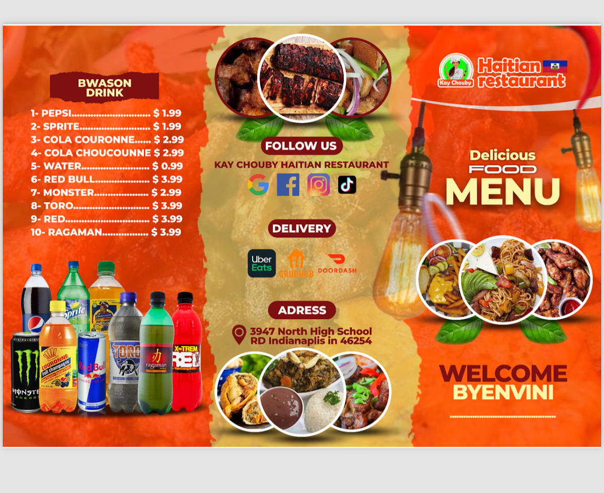 Kay Chouby Haitian Restaurant menu board