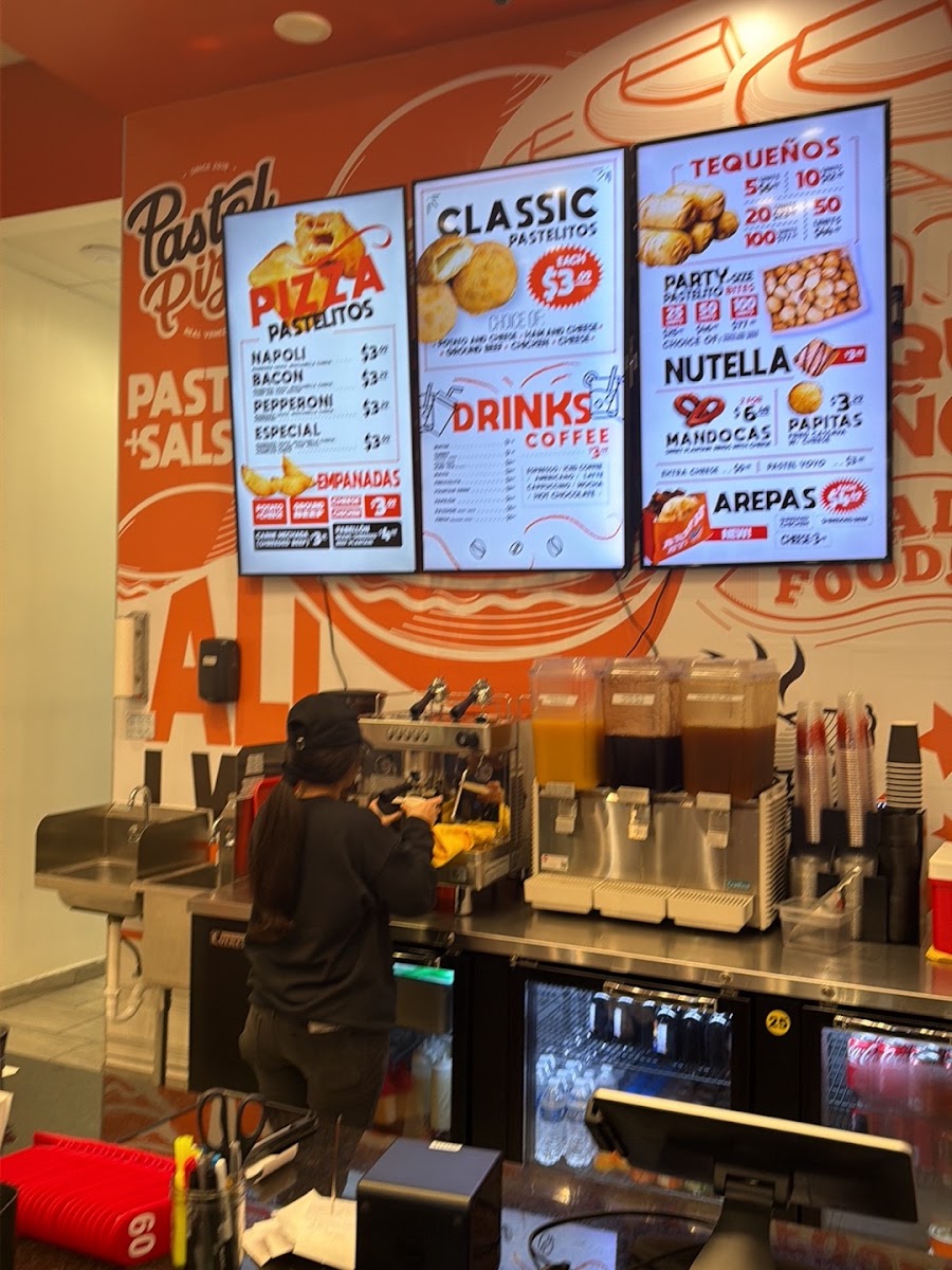 Pastel Pizza menu board