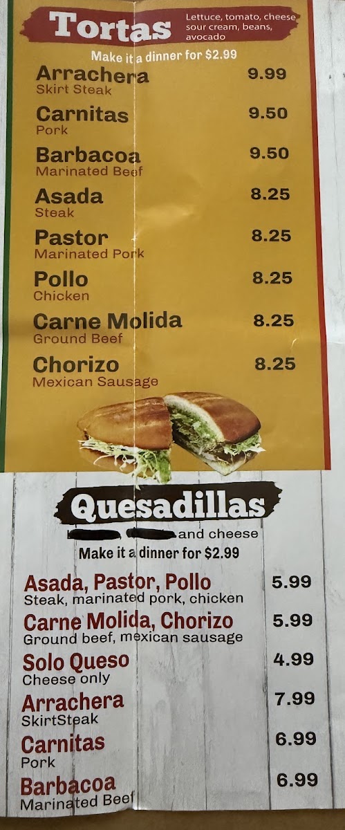 Tio Tino's Tacos menu board