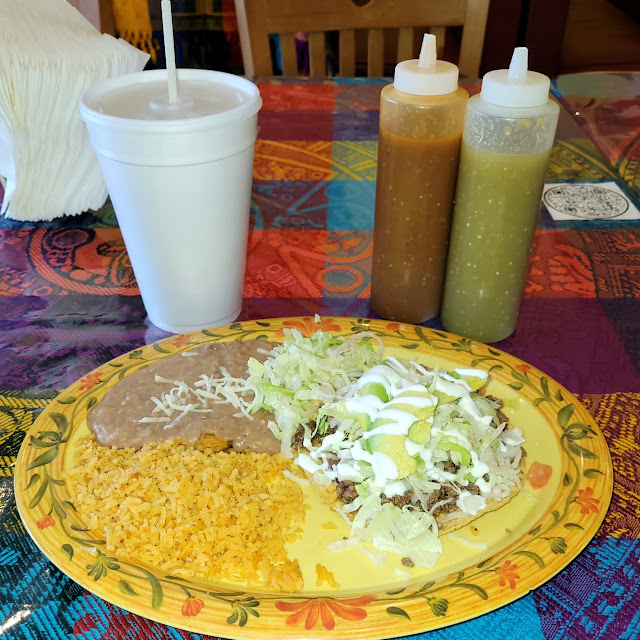 Tostada with Beans and Rice and Beans