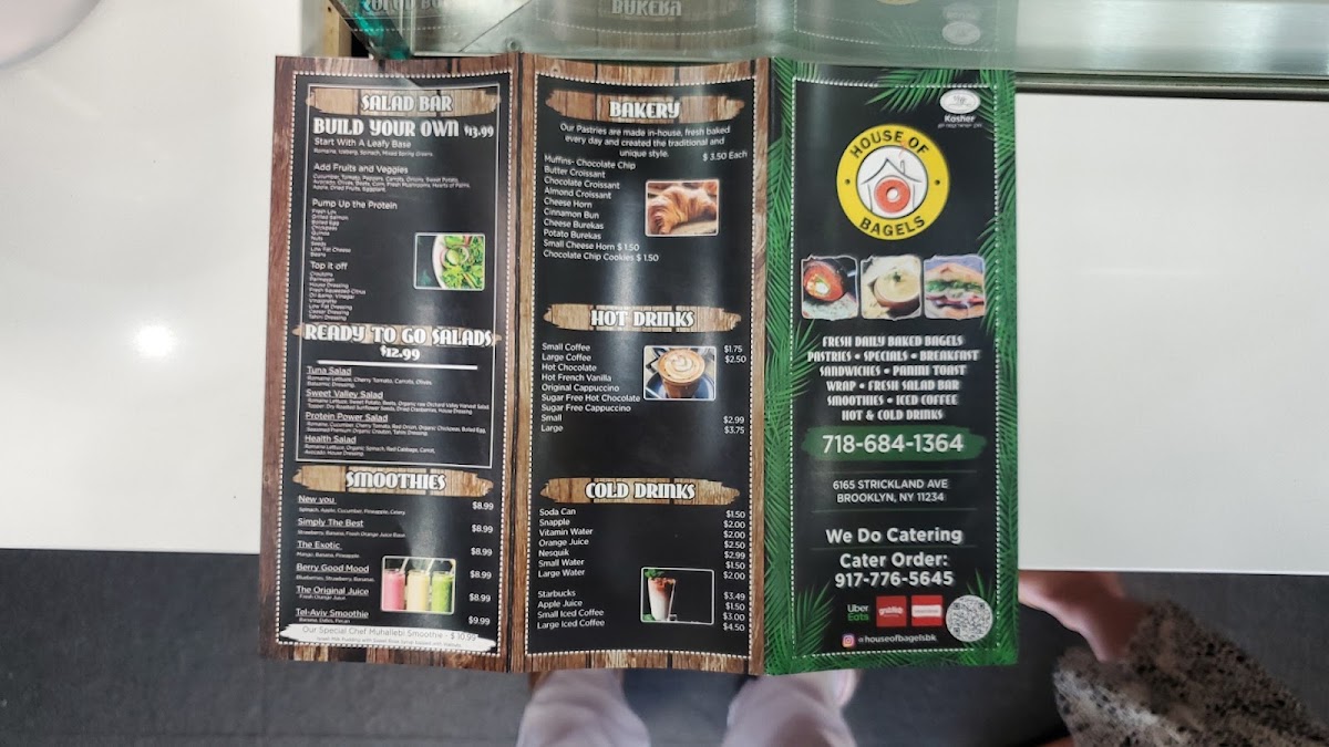 House Of Bagels menu board
