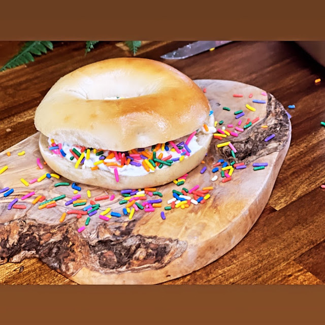 Bagel with Birthday Cake Cream Cheese