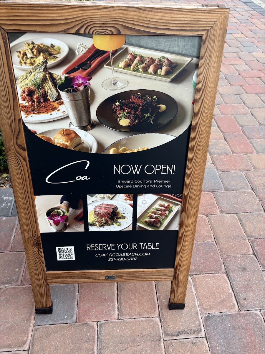 Coa Cocoa Beach menu board