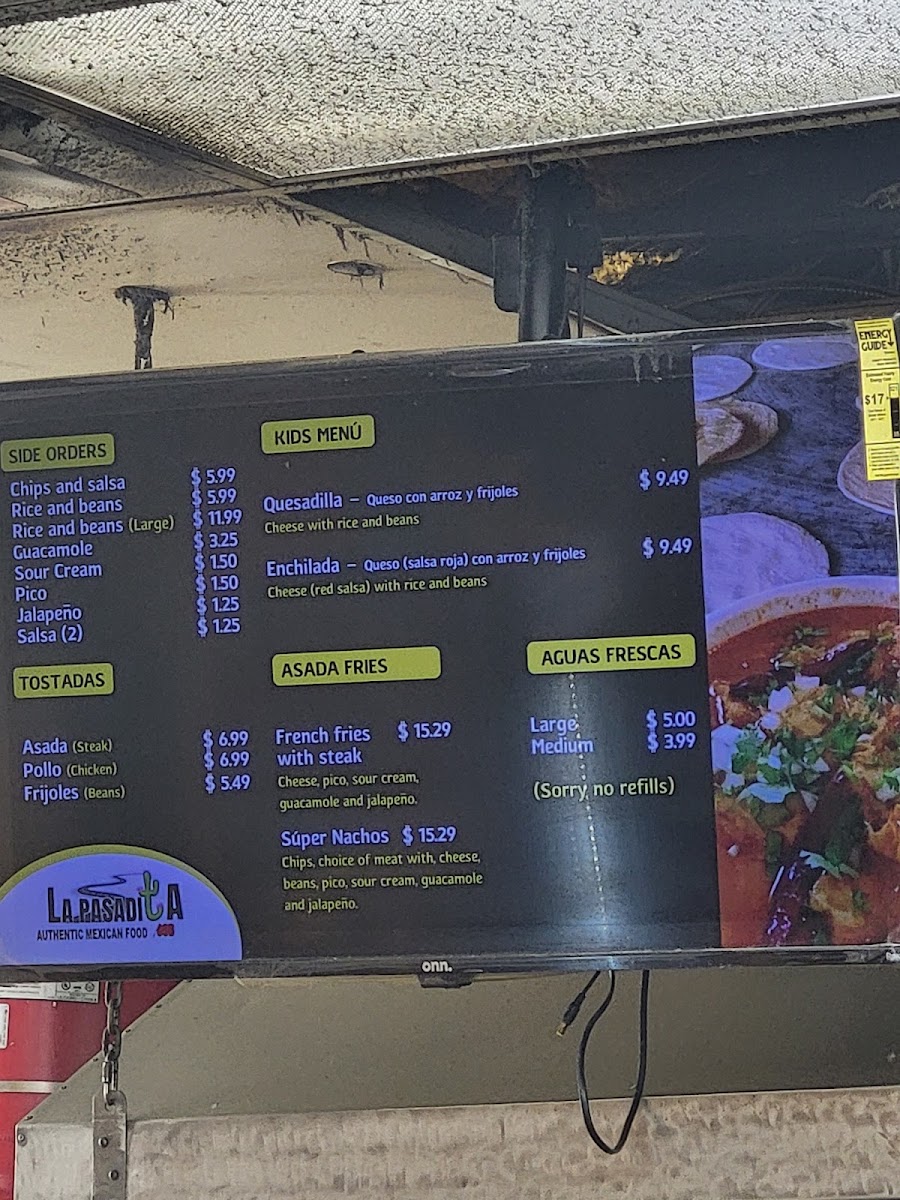 La Pasadita menu board