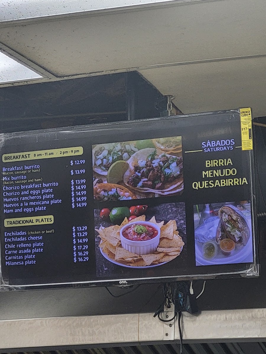 La Pasadita menu board