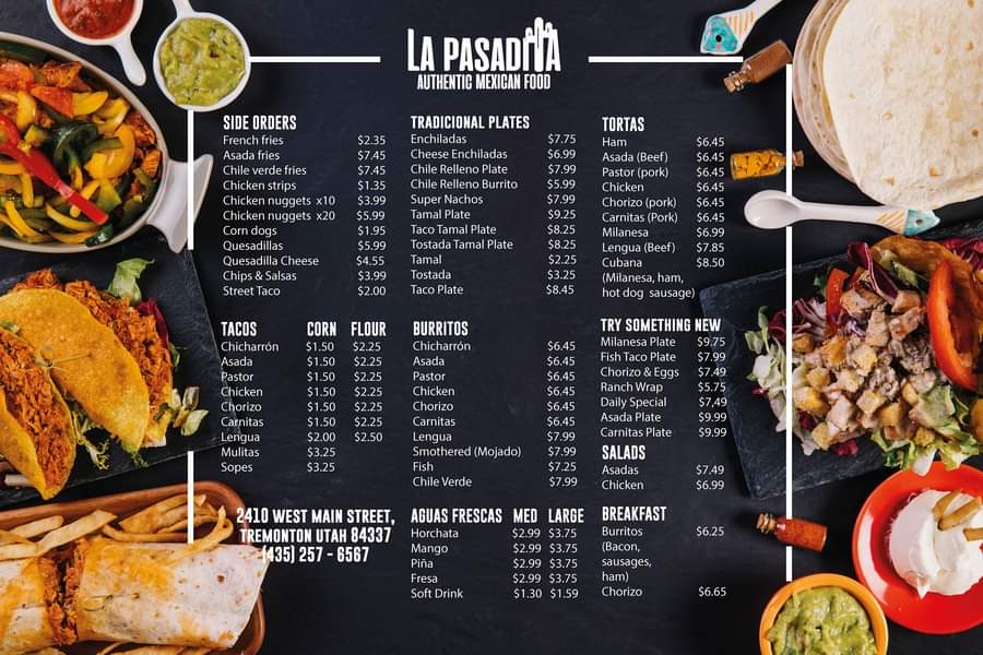 La Pasadita menu board