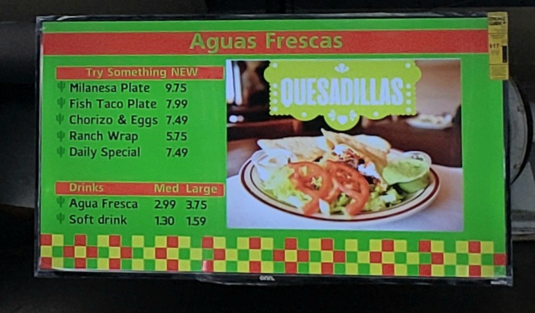 La Pasadita menu board