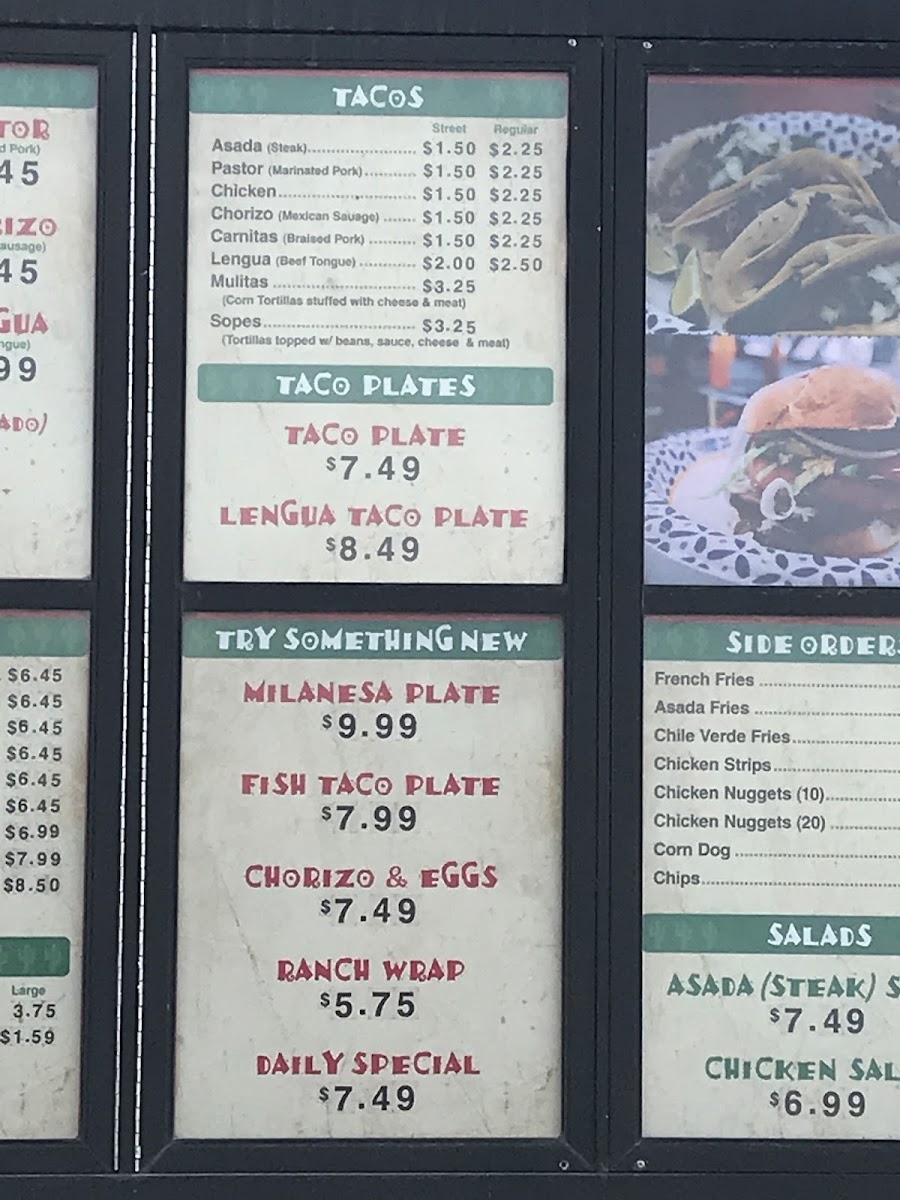 La Pasadita menu board