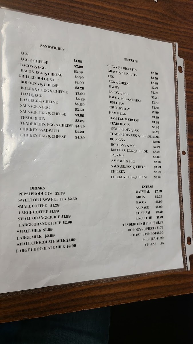 Mr. Sams Cafe menu board