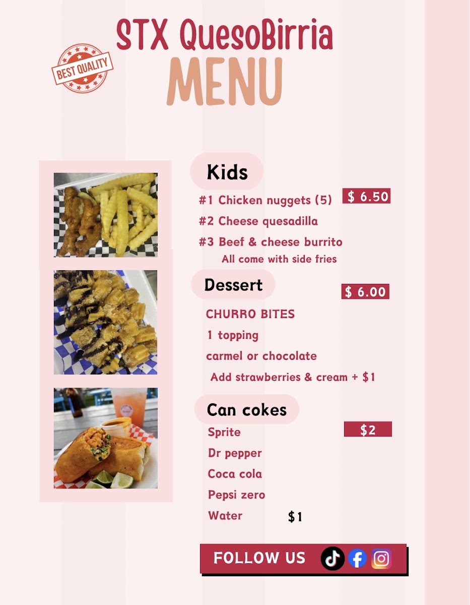 South Texas Quesobirria menu board