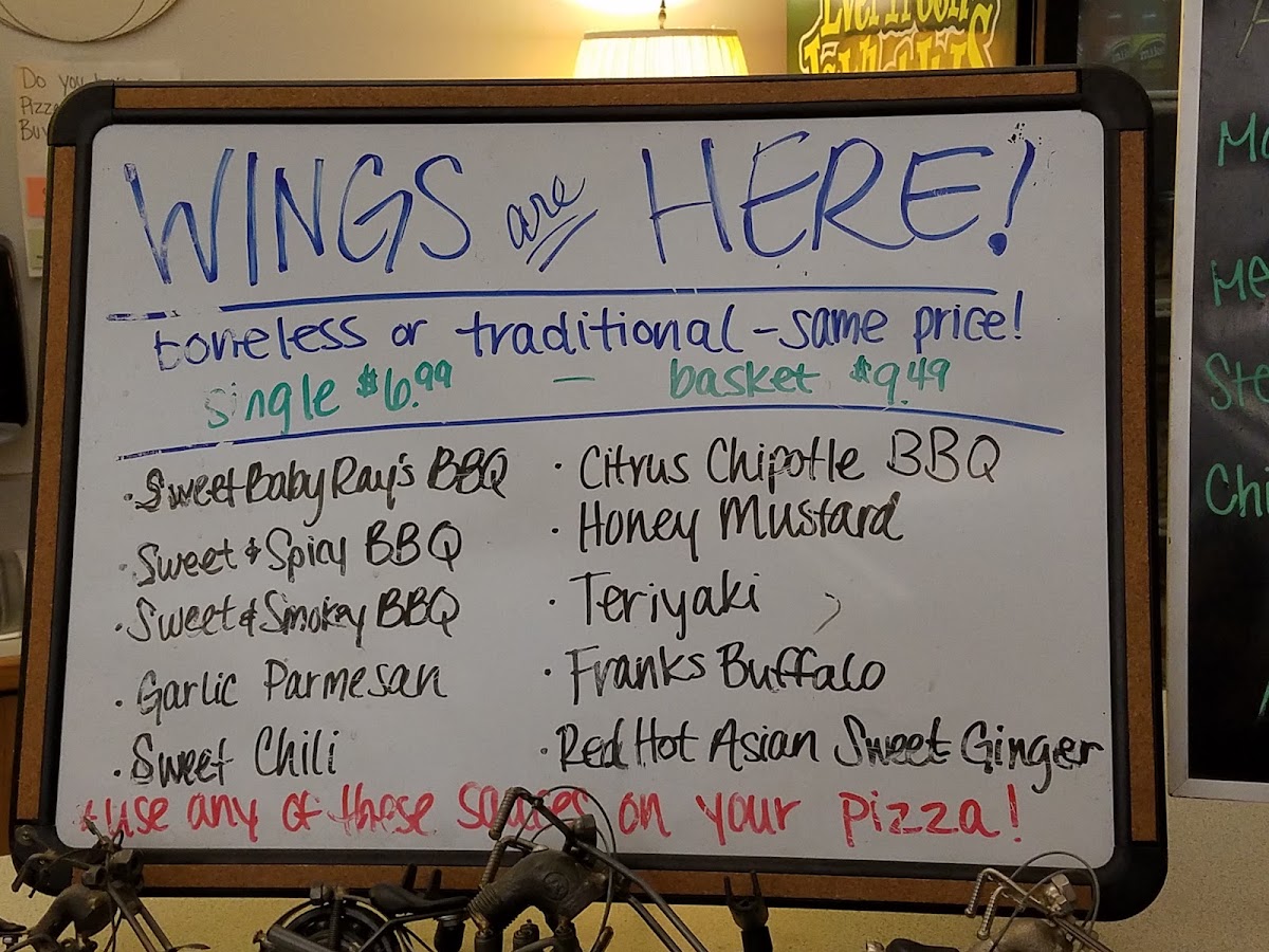 The Garage menu board