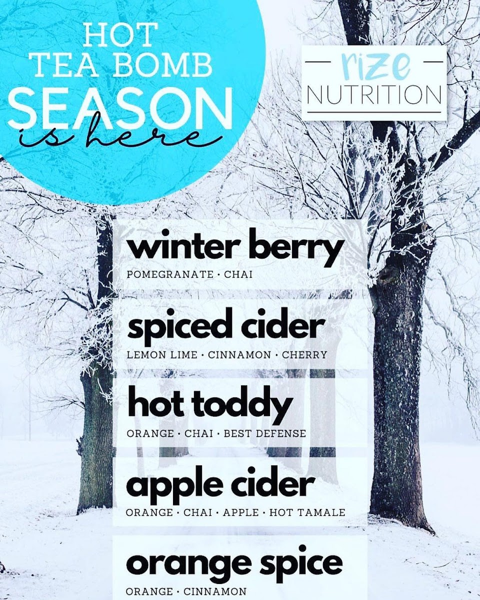 Rize Nutrition menu board
