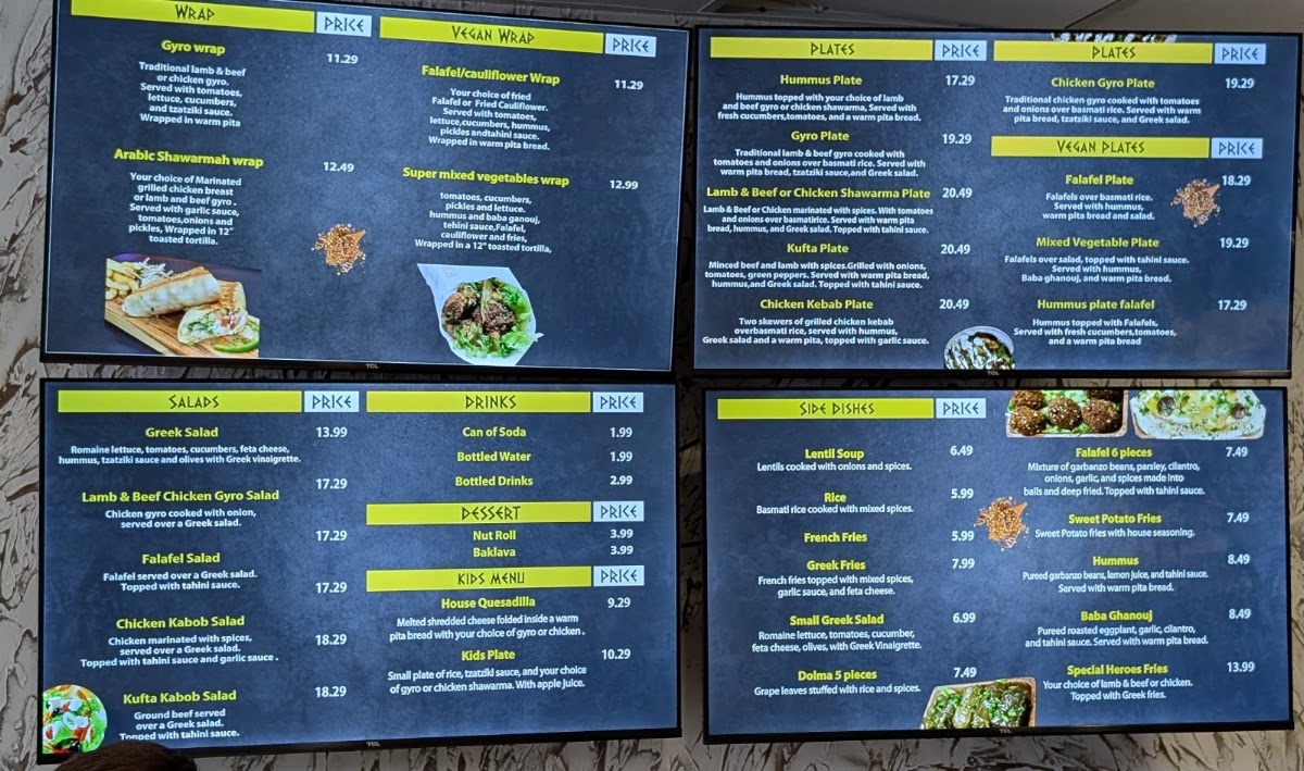 Gyro Makers Edmonds menu board