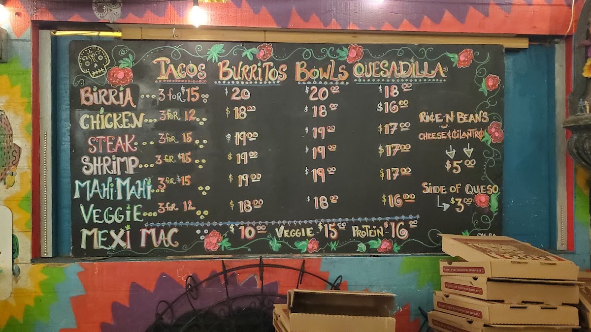 Tacotastic Mexican Food Stand - menu board