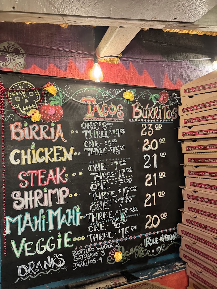 Tacotastic Mexican Food Stand - menu board