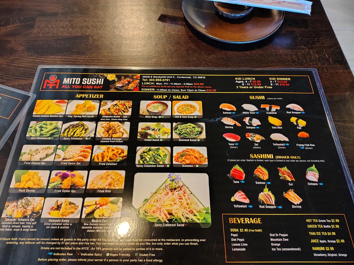 Mito sushi menu board