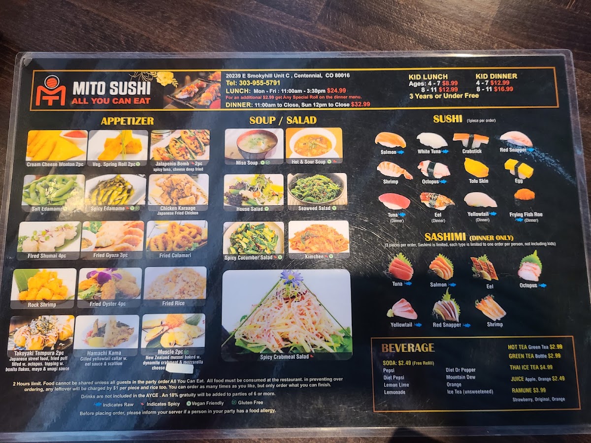 Mito sushi menu board