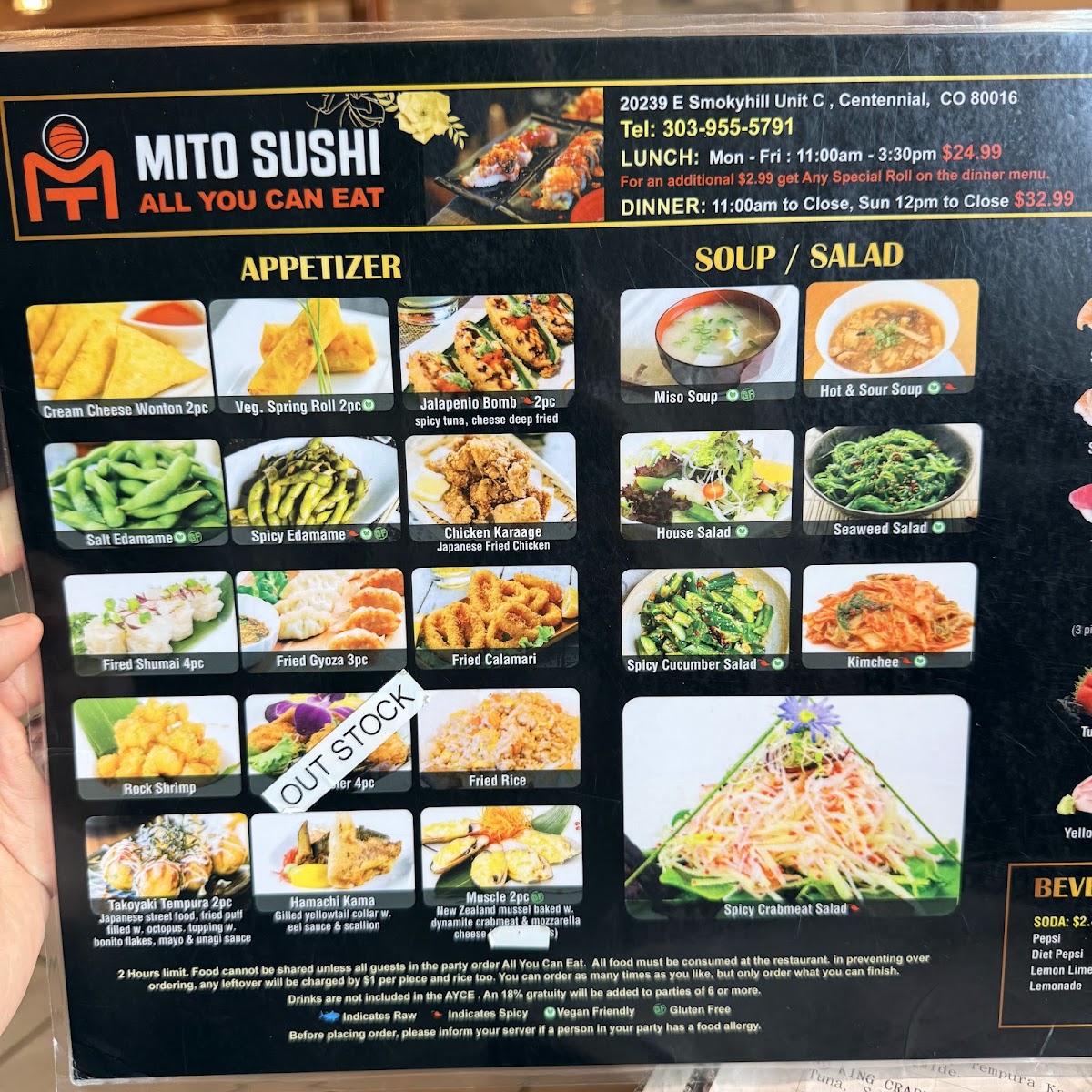 Mito sushi menu board