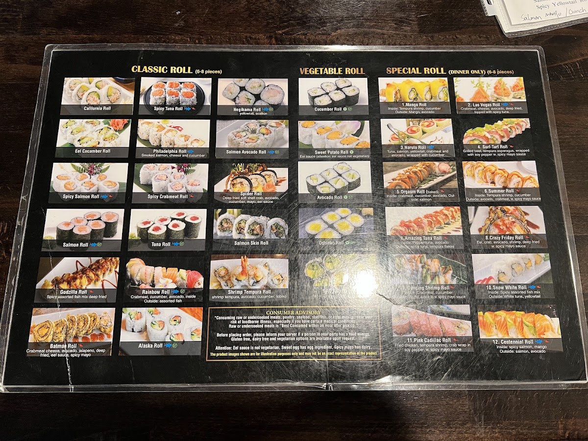 Mito sushi menu board